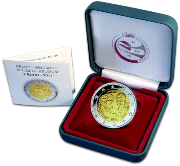 Belgien, 2 Euro „Weltfrauentag“ - Münze in Etui