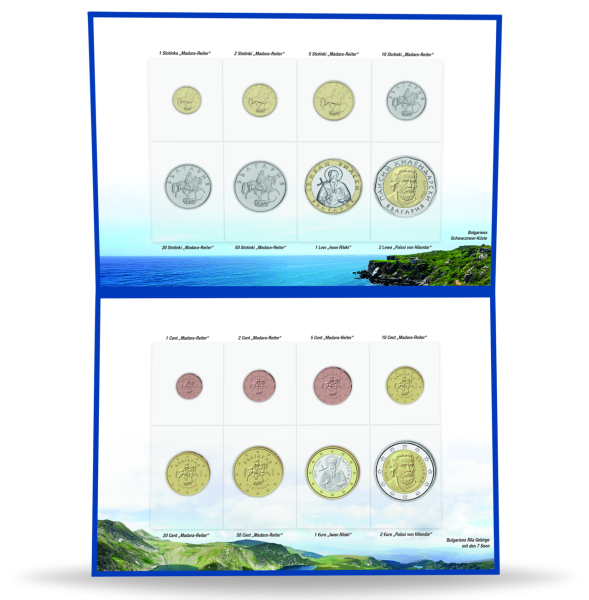 Doppel-KMS Lewa und Euro, 16 Münzen, in Münzkarte - Münzkarte offen
