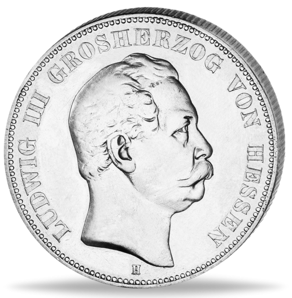 Hessen 2 Mark „Großherzog Ludwig III.“ 1877 - Silber - Münze Vorderseite