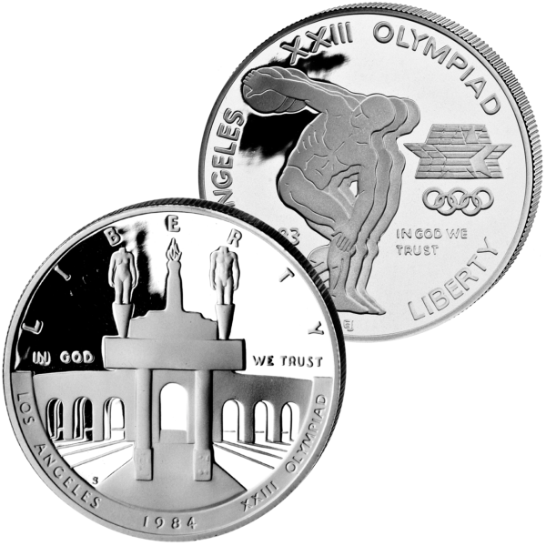 2 Münzen 1 US Dollar Olympiade, Los Angeles - Satzbild