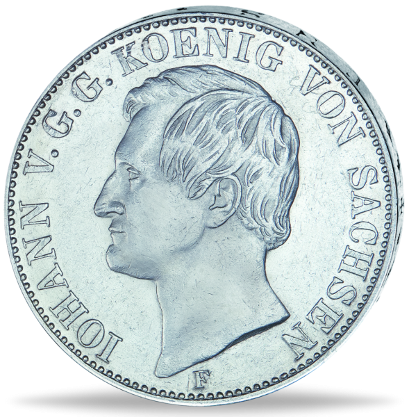 Vereinstaler 1857-1859, König Johann - Vorderseite historische Silbermünze