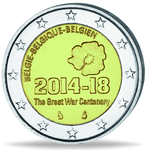 2 Euro Belgien 100 Jahre Beginn 1. Weltkrieg - Münze Vorderseite