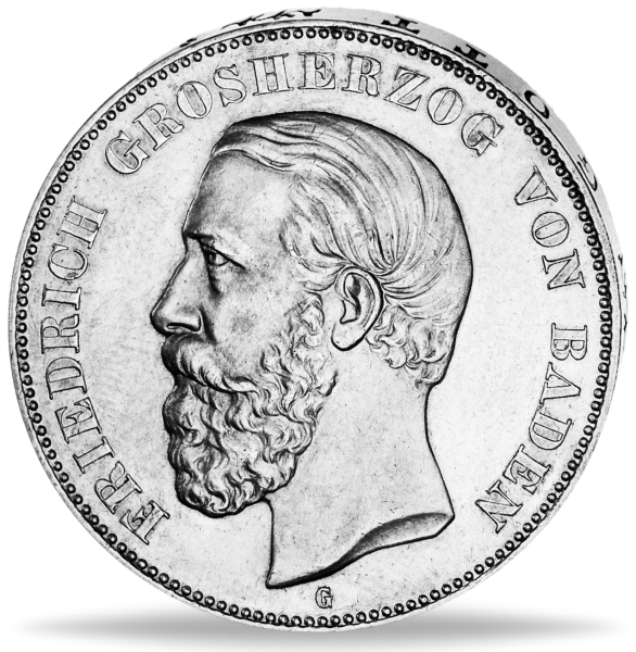 Baden, 5 Mark 1888 (J.27F), Großherzog Friedrich I. - Münze Vorderseite