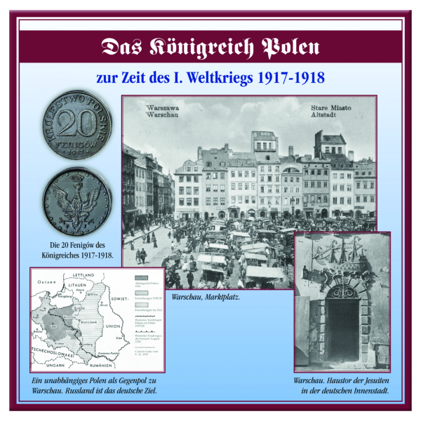 Notgeld-Satz in Sammelmappe - Königreich Polen 4 Münzen - Sammelmappe