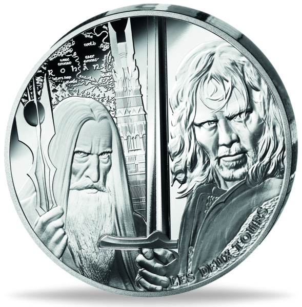 10 Euro Herr der Ringe 'Die zwei Türme', Silber goldveredelt - Münze Vorderseite