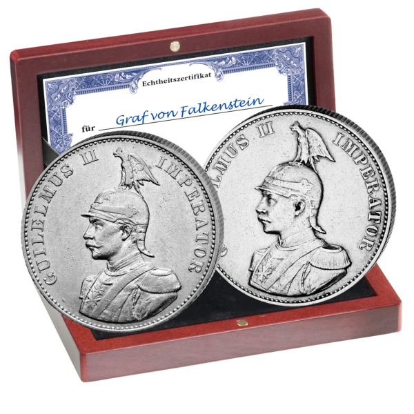 Komplett-Satz 2 Rupien Löwe Palme 1893 & 1894 (2 Mz.) - Satzbild