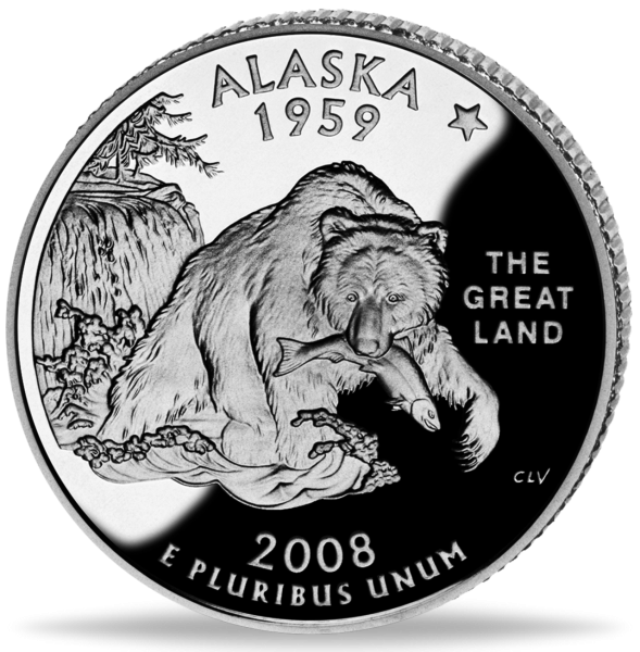 USA, 1/4 $ Alaska, State Quarter-Serie, 2008, bfr - Münze Vorderseite