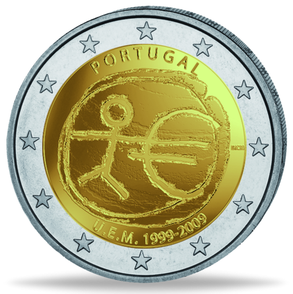 2 Euro „10 Jahre Euro“ Portugal - Münze Vorderseite