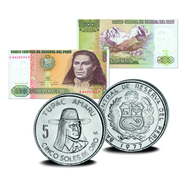 Münz-u. Banknoten-Satz Tupac Amaru - Peru