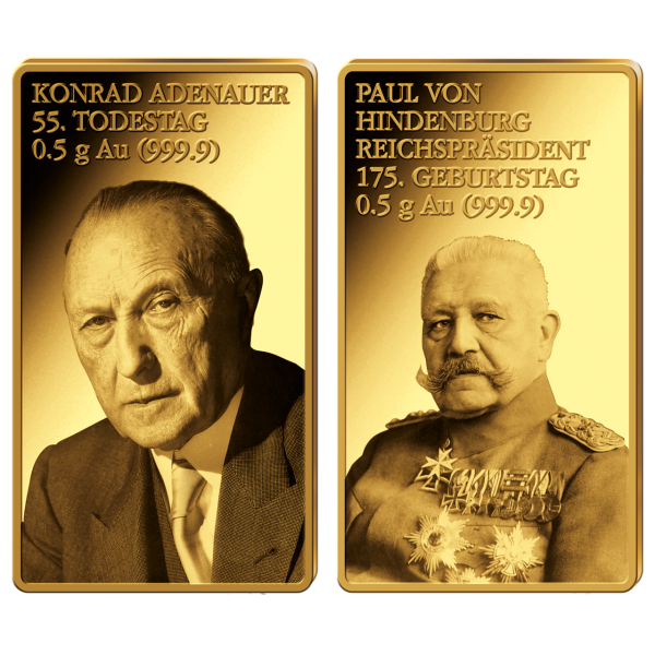 2x1/100 Unze Hindenburg und Adenauer - Satzbild