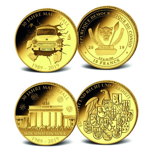 98752452019S10_Mauerfall_und_Trabbi_Minigold_Satz