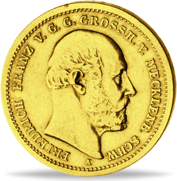 10 Mark 1872, Großherzog Friedrich Franz II. - Vorderseite Münze