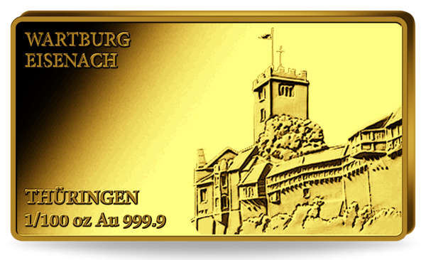 1_100 Unze Gold Thüringen - Vorderseite Barren