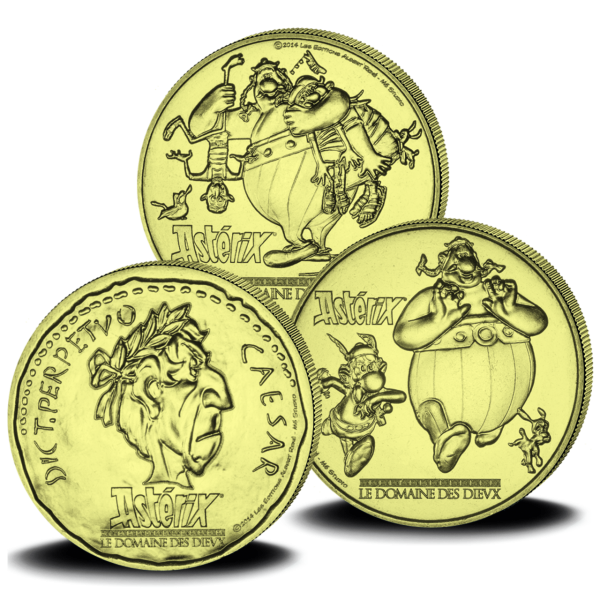 Gedenkprägungen Asterix im Säckchen der Monnaie de Paris - 3 Münzen