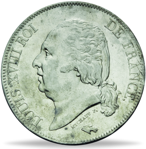5 FF Ludwig XVIII - Münze Vorderseite