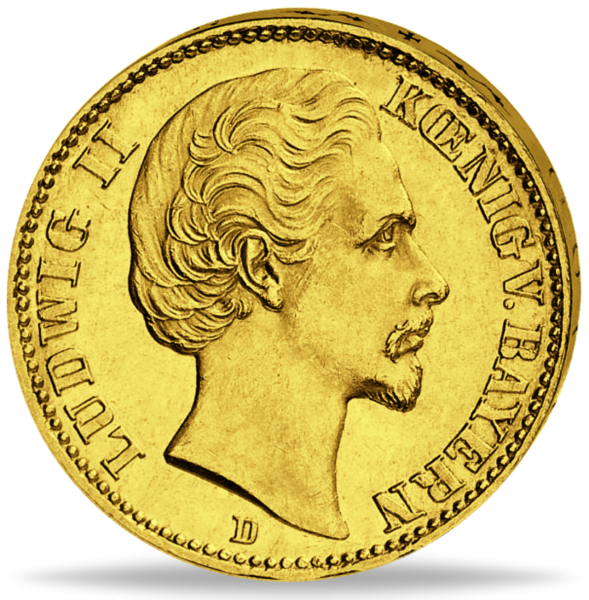 20 Mark Bayern- Ludwig II - Gold - Münze Vorderseite