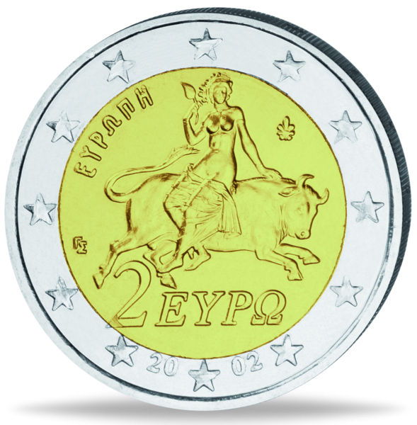 Griechenland, 2 Euro Göttin auf Stier 2002, bfr. - Münze Vorderseite