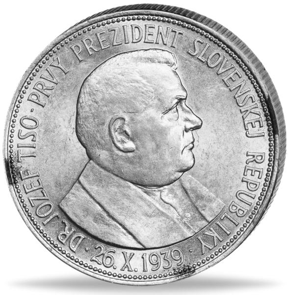 Slowakei, 20 Kronen 1939, Dr. Jozef Tiso - Silber - Münze Vorderseite