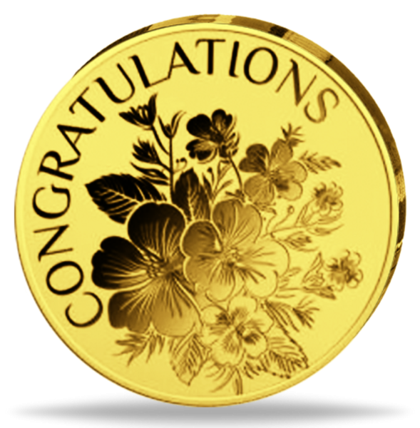 1000 Francs „Gratulation“, Coincard, 1/1000 oz Gold - Münze Vorderseite