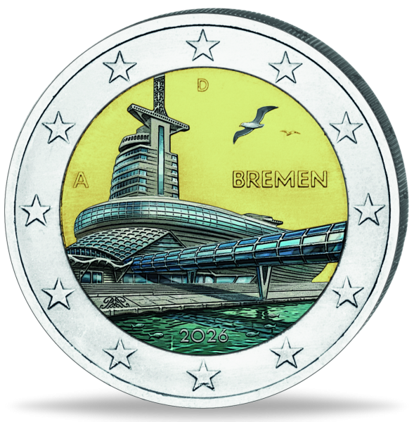 2 Euro Klimahaus Bremerhaven, 2026, bfr., Farbappli. - Münze Vorderseite
