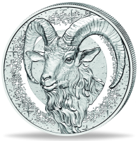 20 Euro Steinbock, 2025, Silber, PP mit Edelstein - Münze Vorderseite 20 Euro Steinbock, 2025, Silber, PP mit Edelstein - Münze Vorderseite