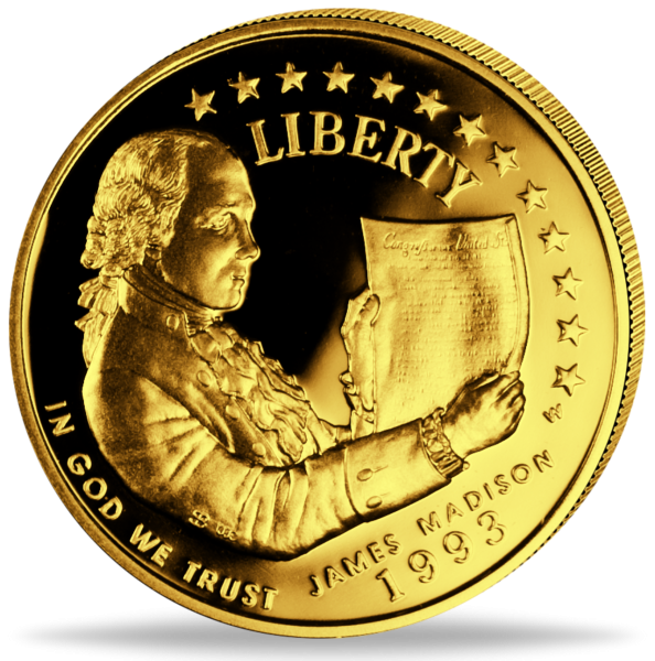5 Dollar James Madison - Münze Vorderseite