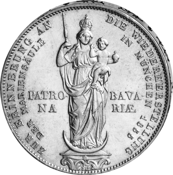 Doppelgulden Maximilian II.  Mariensäule - Rückseite Münze