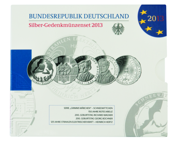 Deutschland, 5x 10 Euro Gedenkmünzen, 2013, PP