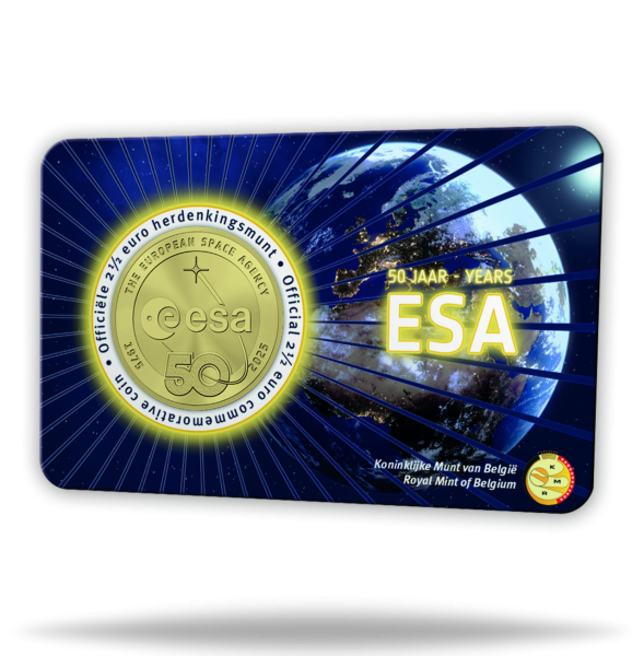 Belgien, 2,5 Euro 50 Jahre ESA, 2025, in wallonischer Coincard - Vorderseite