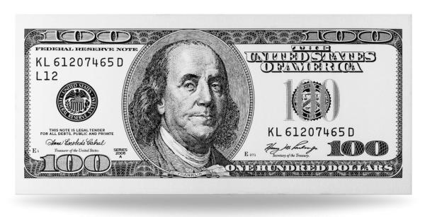 100 Dollar Banknote - Vorderseite Münze