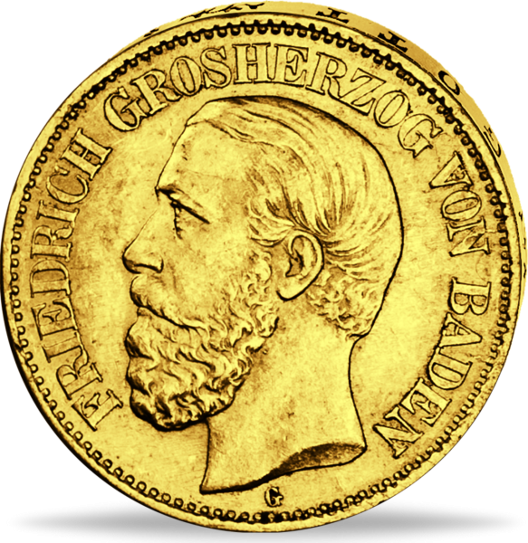 Großherzogtum Baden, 20 Mark 1873 Friedrich I.  - Vorderseite Münze