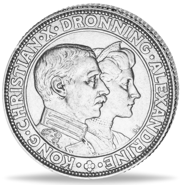 Dänemark, 2 Kronen 1923, König Christian X. - Silber - Münze Vorderseite