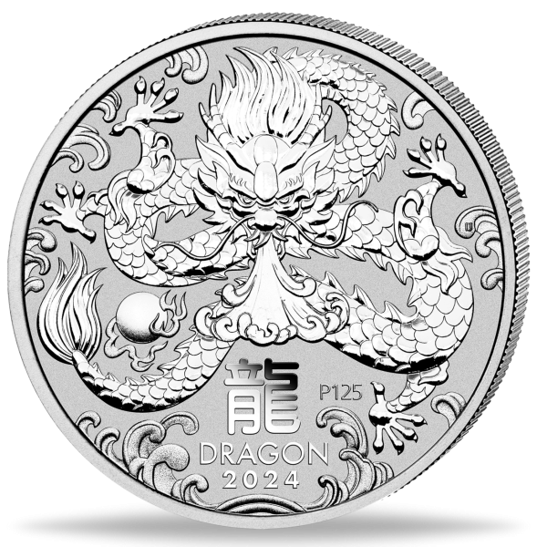 1 $ Jahr des Drachen 1 oz Ag - Münze Vorderseite