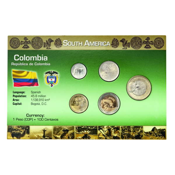 1.850 Pesos Kursmünzensatz Kolumbien