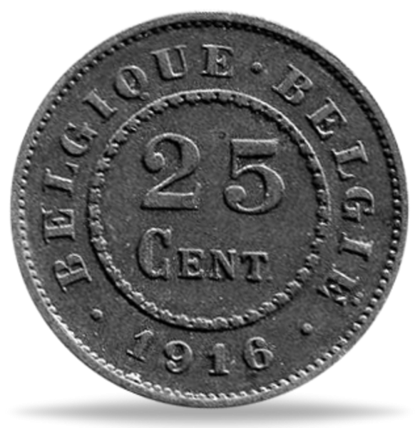 Königreich Belgien 25 Cent 1916 Stempelglanz - Münze Vorderseite