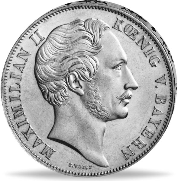 Doppelgulden 1855, König Maximilian II. - Mariensäule (T.97) - Münze Vorderseite