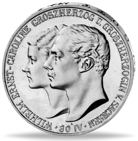 5 Mark Hochzeit von Wilhelm Ernst und Caroline - Vorderseite Münze