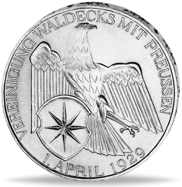 3 Reichsmark „Waldeck - A“ 1929 Fast Stempelglanz - Silber - Münze Vorderseite