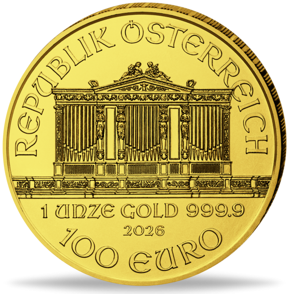 Österreich 100 Euro Philharmoniker 1 Unze Gold 2026 - Münze Vorderseite