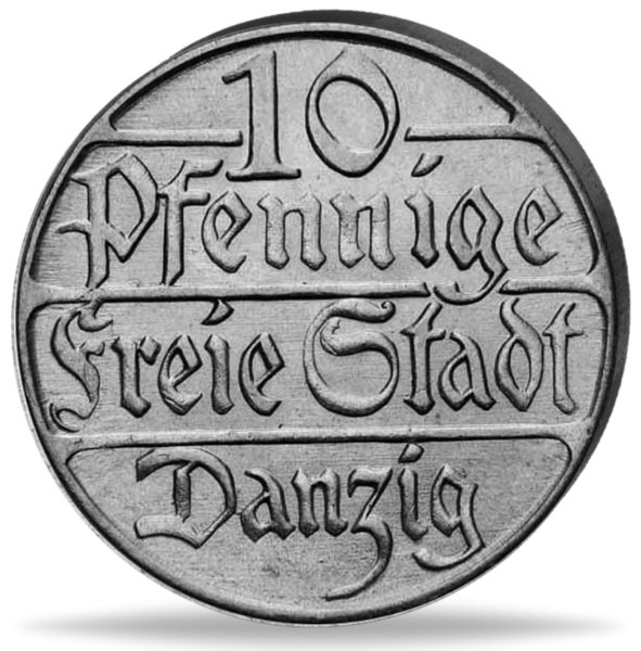 Danzig 10 Pfennig  Fast Stempelglanz - Münze Vorderseite