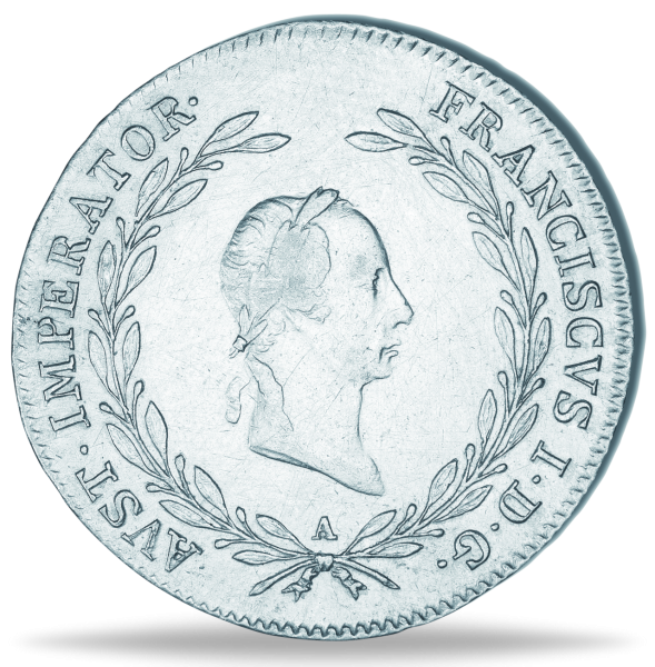 20 Kreuzer „Kaiser Franz - Lorbeerkranz“ 1825-1830 - Münze Vorderseite