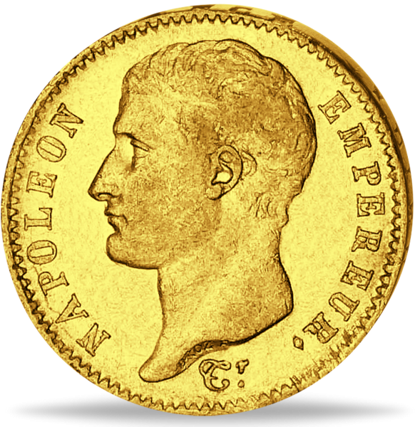 20 Französische Francs - Napoleon I. ohne Kranz - Vorderseite Münze
