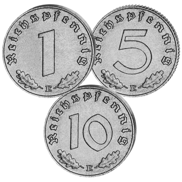 1+5+10 Reichspfennig 1944-Satz - Gruppenbild