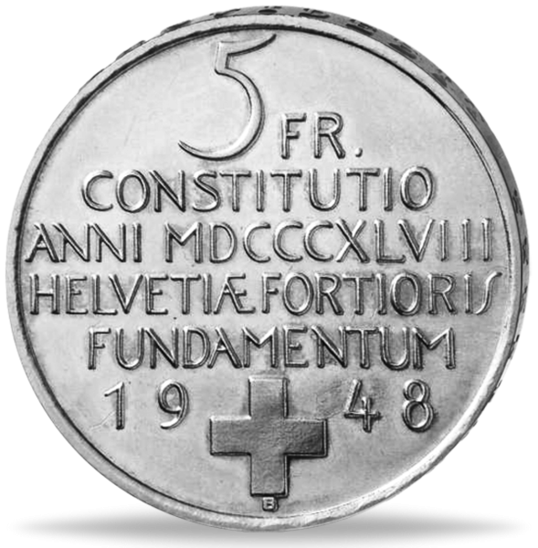5 Schweizer Franken 100 Jahre Verfassung - Münze Rückseite