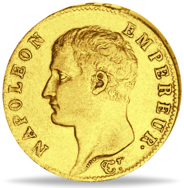 Frankreich 20 FF „Napoleon I. ohne Kranz AN 13/14“ - Gold - Münze Vorderseite