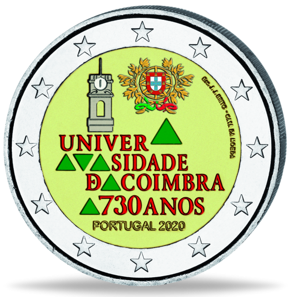 2 Euro Portugal 730 Jahre Uni Coimbra Farbe - Vorderseite Münze