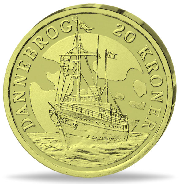 20 Dänische Kronen Königsjacht Bannebrog - Münze Vorderseite