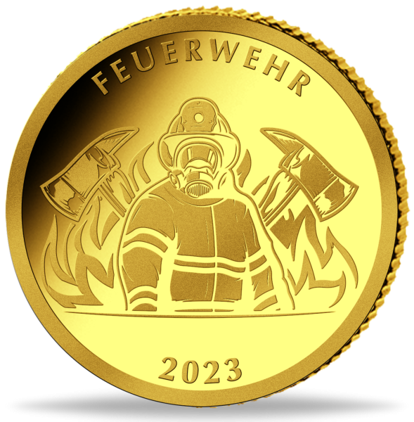 Gold Gedenkprägung Feuerwehr - Vorderseite Gedenkprägung