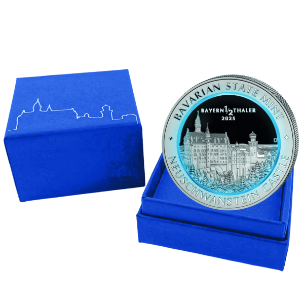 1/2 Bayern Thaler, Silber mit Polymerring - Münze in Kassette