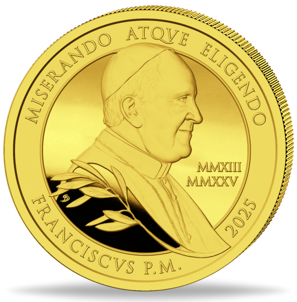 Malta, 1,5 Euro Papst Franziskus, 2025, reinstes Gold, PP - Münze Vorderseite